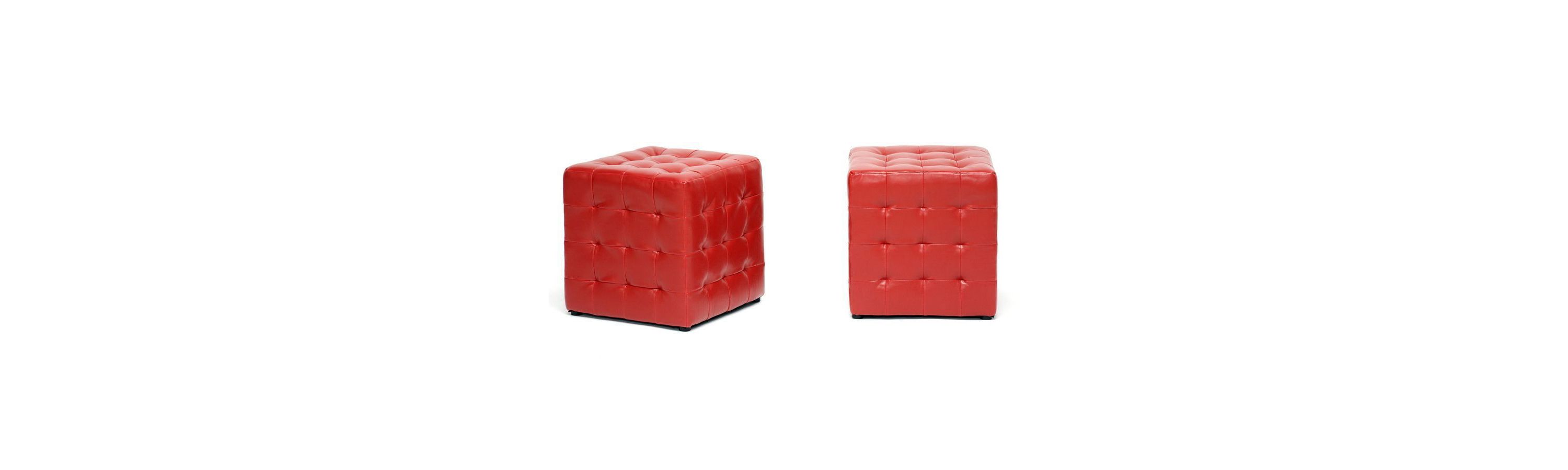 Siskal Red Modern Cube Ottoman