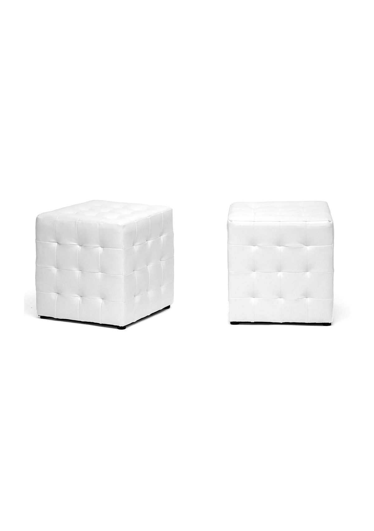 Siskal White Modern Cube Ottoman