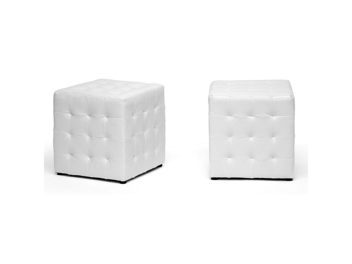 Siskal White Modern Cube Ottoman