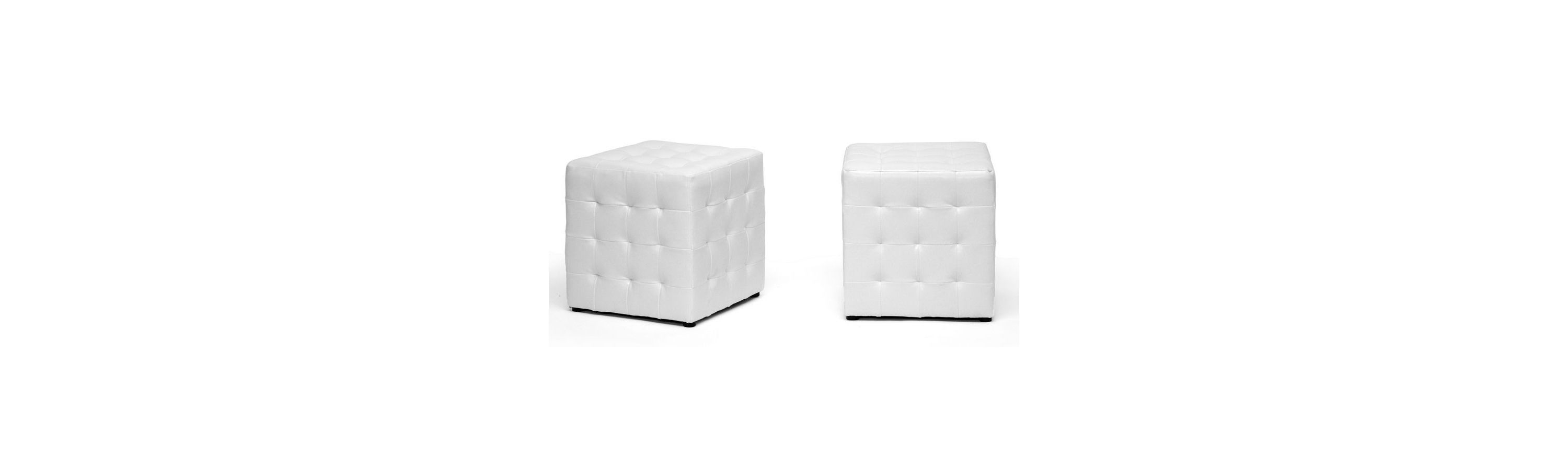 Siskal White Modern Cube Ottoman