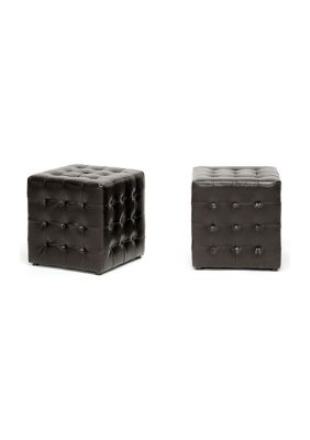 Siskal Dark Brown Modern Cube Ottoman