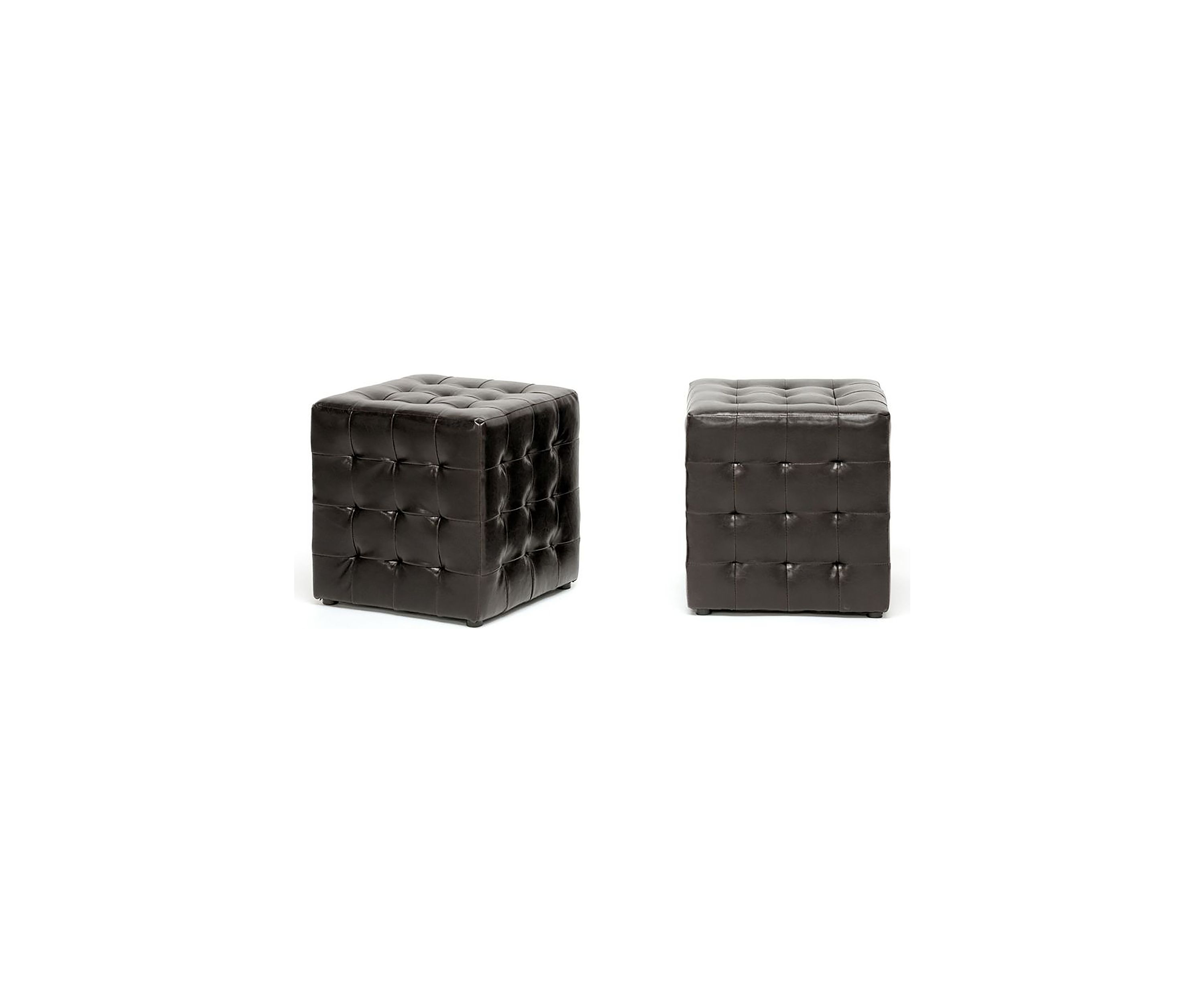 Siskal Dark Brown Modern Cube Ottoman