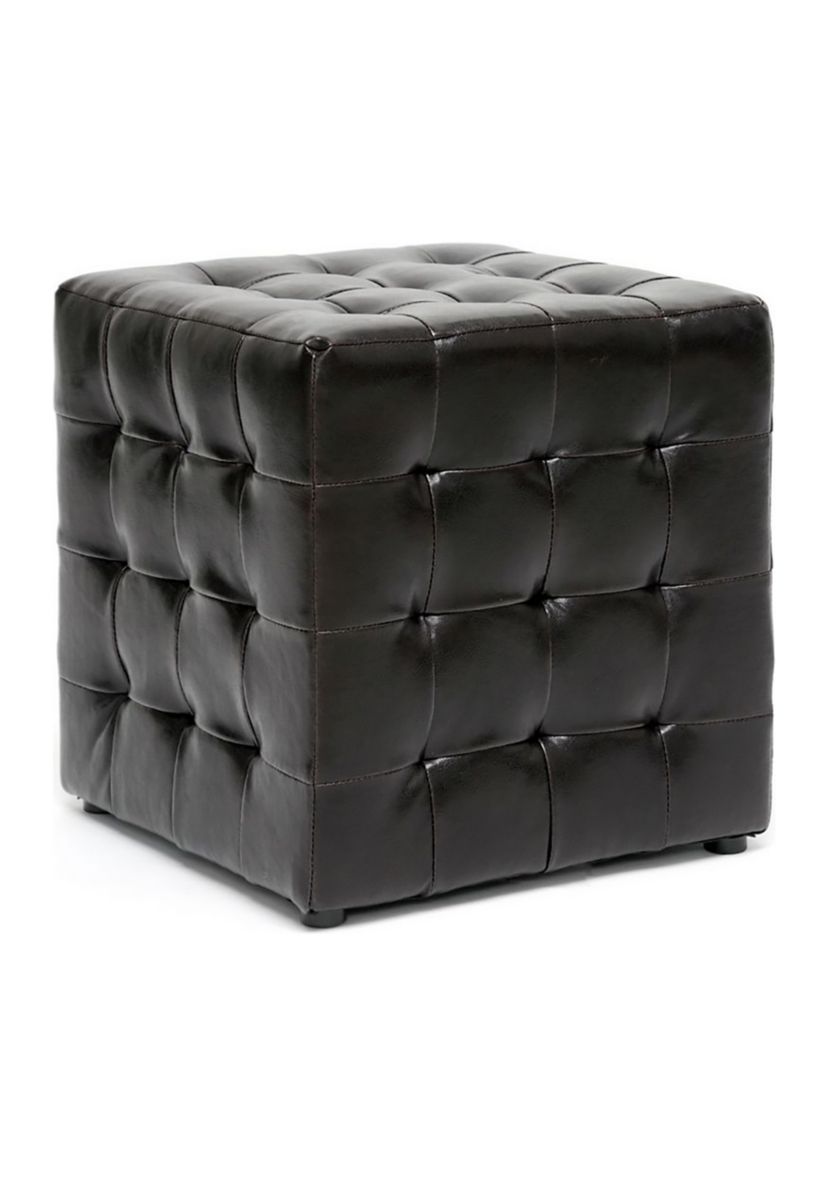 Siskal Dark Brown Modern Cube Ottoman