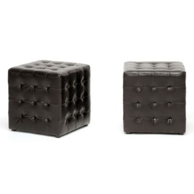 Siskal Dark Brown Modern Cube Ottoman