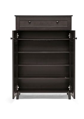 Glidden Dark Brown Wood Modern Shoe Cabinet (Tall)