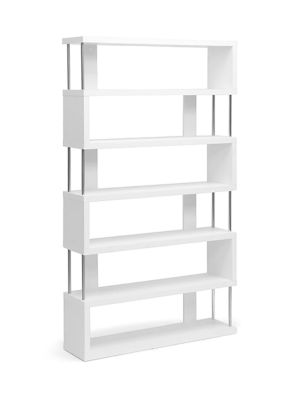 Barnes White Six-Shelf Modern Bookcase