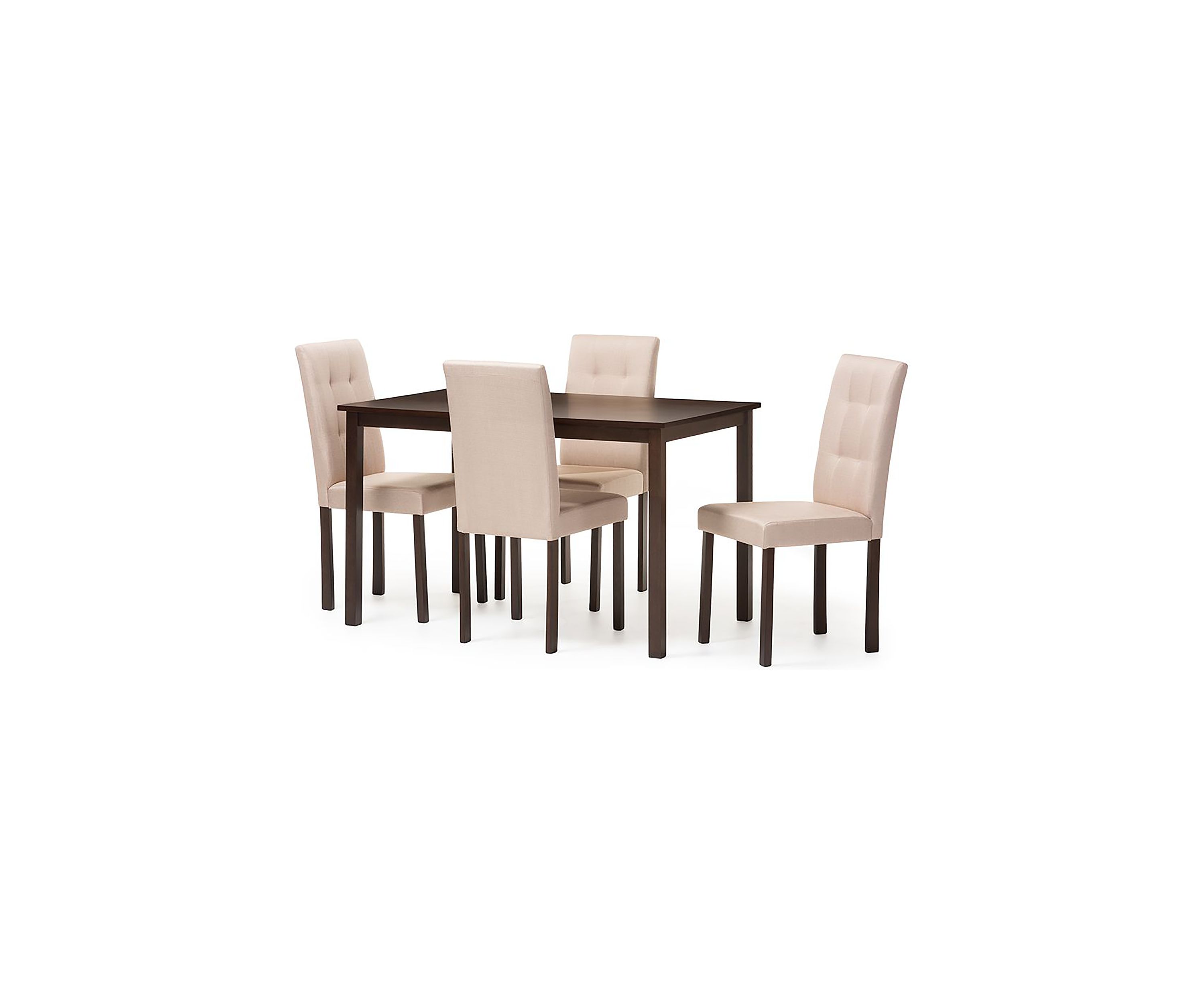 Andrew Modern and Contemporary 5-Piece Beige Fabric Upholstered Grid-Tufting Dining Set