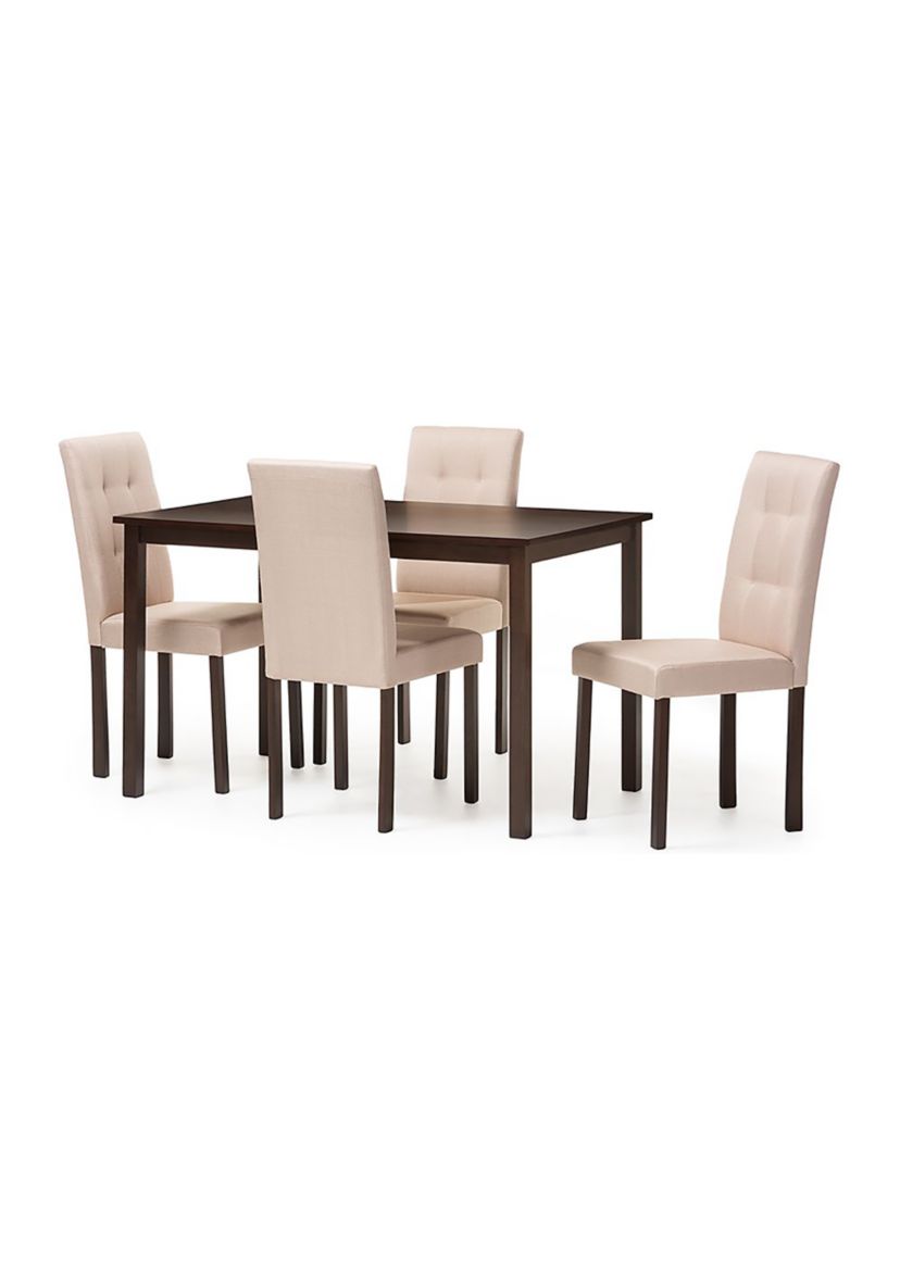 Andrew Modern and Contemporary 5-Piece Beige Fabric Upholstered Grid-Tufting Dining Set