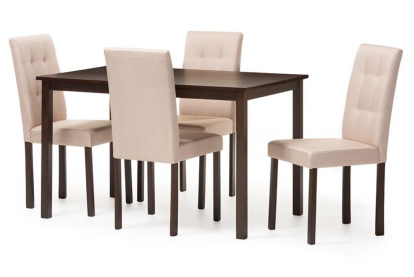 Andrew Modern and Contemporary 5-Piece Beige Fabric Upholstered Grid-Tufting Dining Set