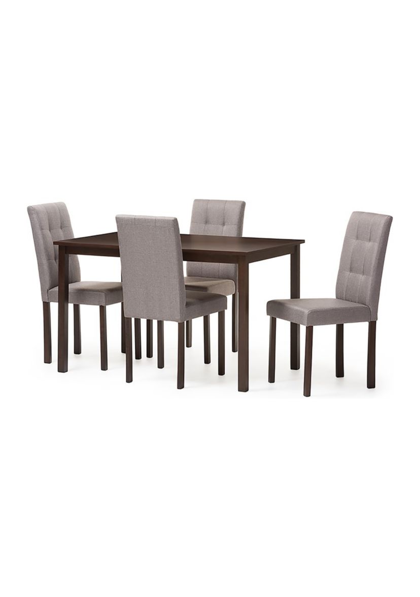 Andrew Modern and Contemporary 5-Piece Grey Fabric Upholstered Grid-Tufting Dining Set