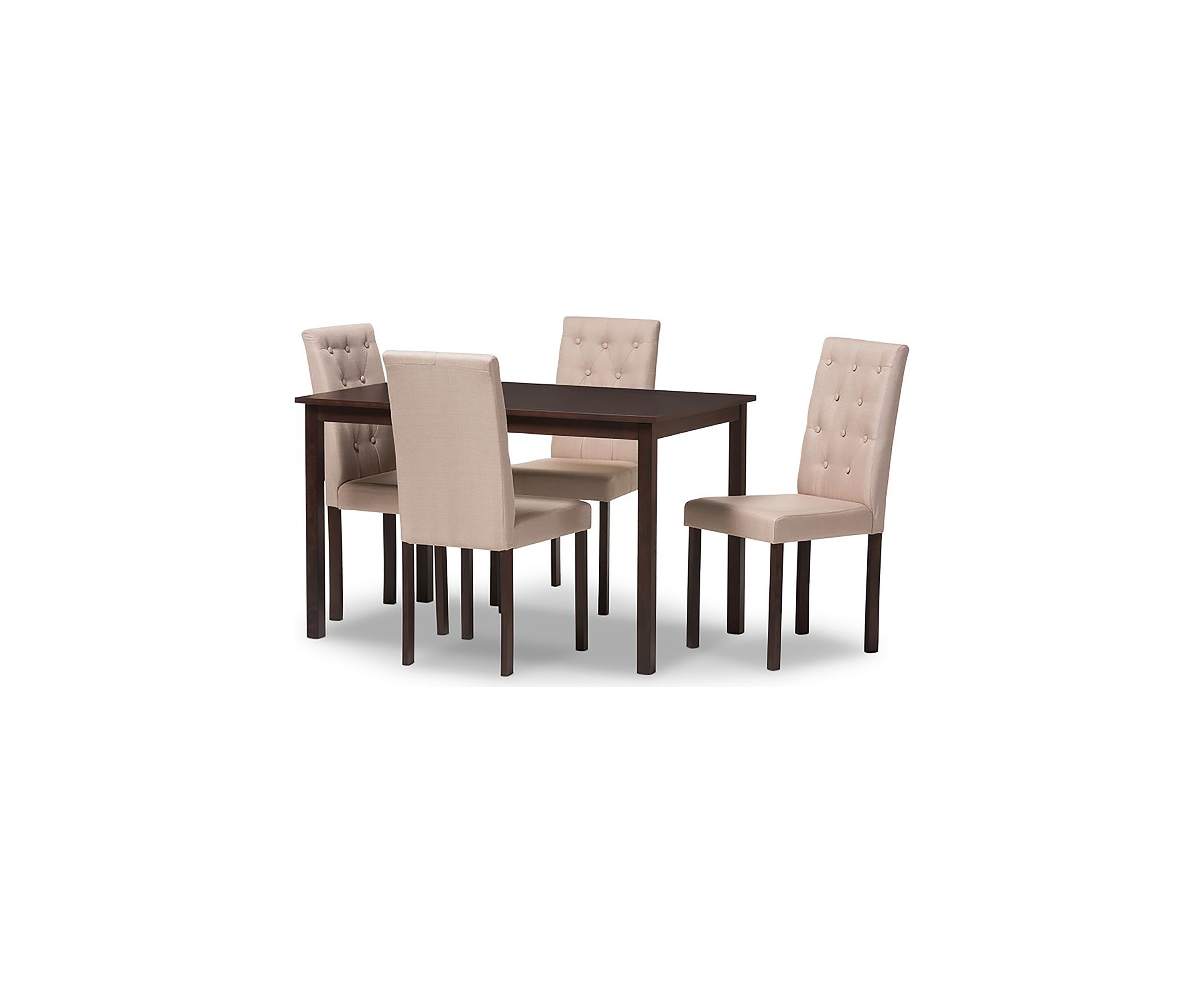 Gardner Modern and Contemporary 5-Piece Dark Brown Finished Beige Fabric Upholstered Dining Set