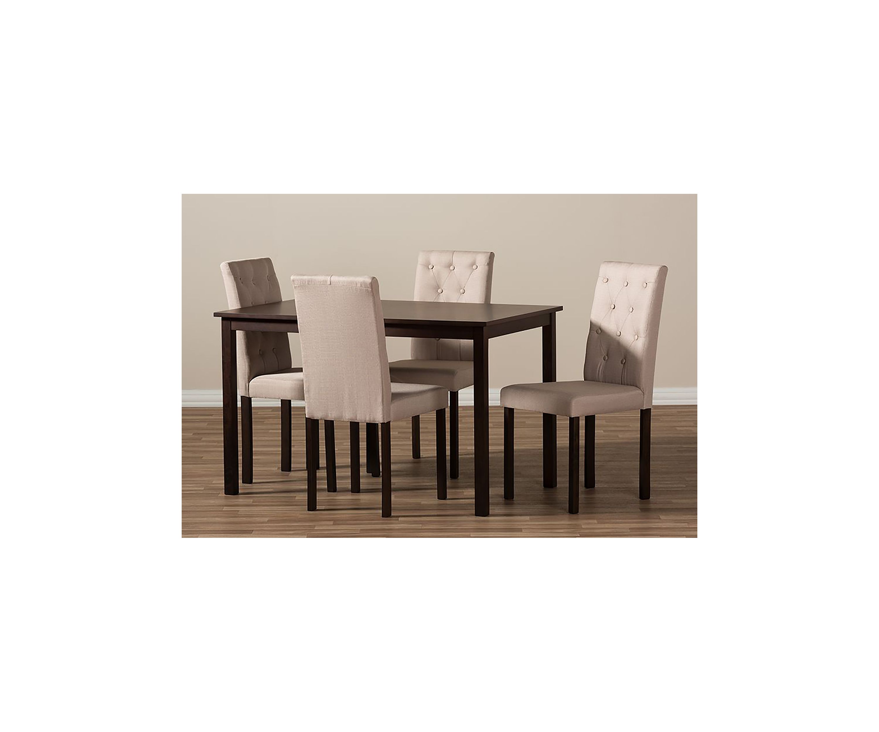 Gardner Modern and Contemporary 5-Piece Dark Brown Finished Beige Fabric Upholstered Dining Set