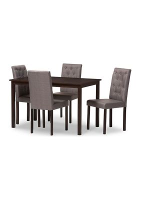 Baxton Studio Gardner Modern and Contemporary 5-Piece Dark Brown Finished Grey Fabric Upholstered Dining Set -  0847321083349