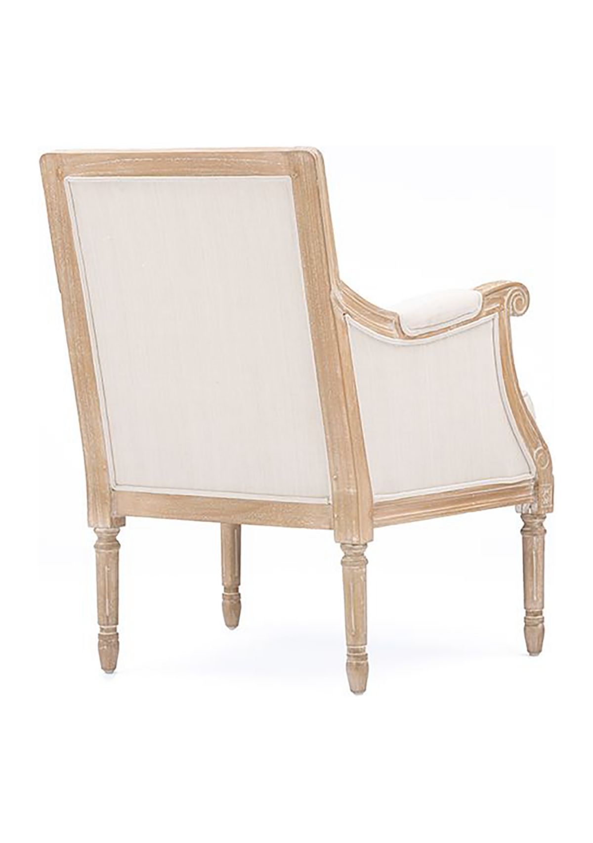 Chavanon Wood &  Light Beige Linen Traditional French Accent Chair