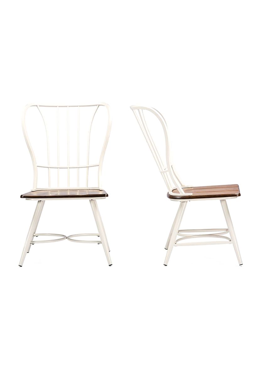 Longford Dark Walnut Wood and White Metal Vintage Industrial Dining Chair