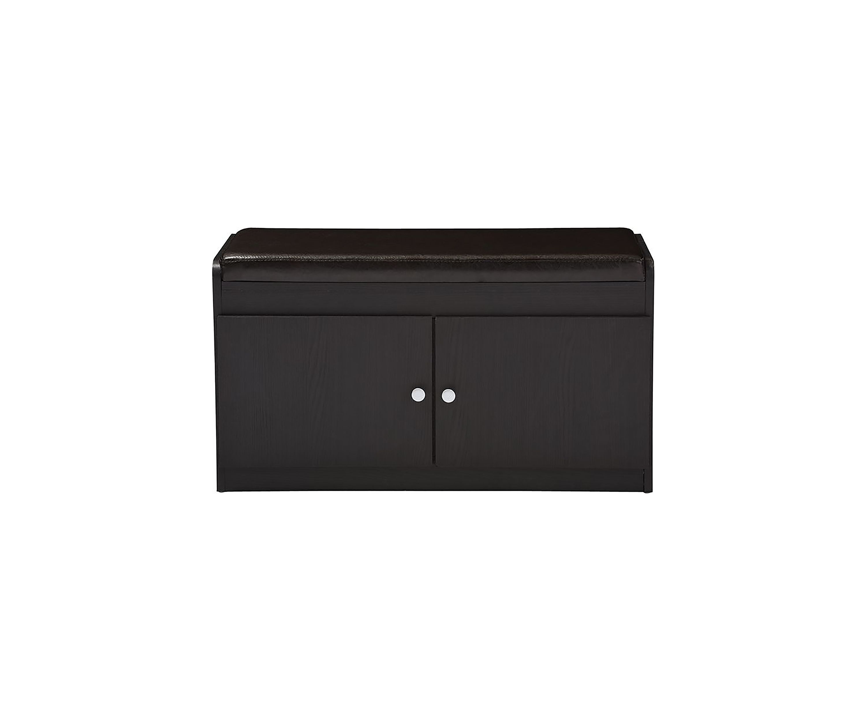 Margaret Modern and Contemporary Dark Brown Wood 2-Door Shoe Cabinet with Faux Leather Seating Bench