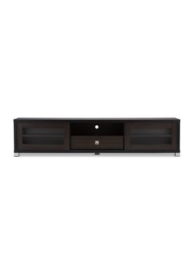 Beasley 70-Inch Dark Brown TV Cabinet with 2 Sliding Doors and Drawer