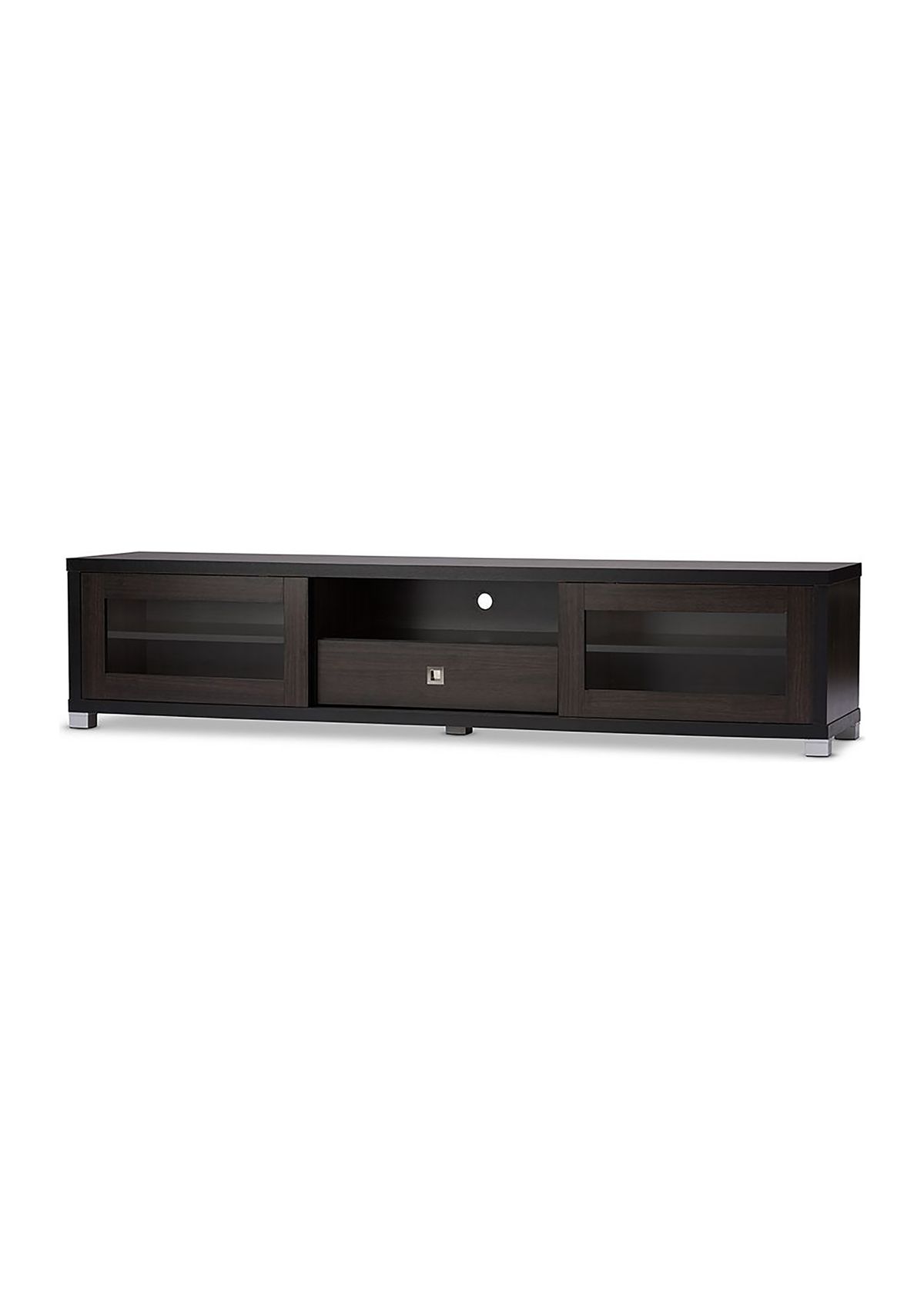 Beasley 70-Inch Dark Brown TV Cabinet with 2 Sliding Doors and Drawer
