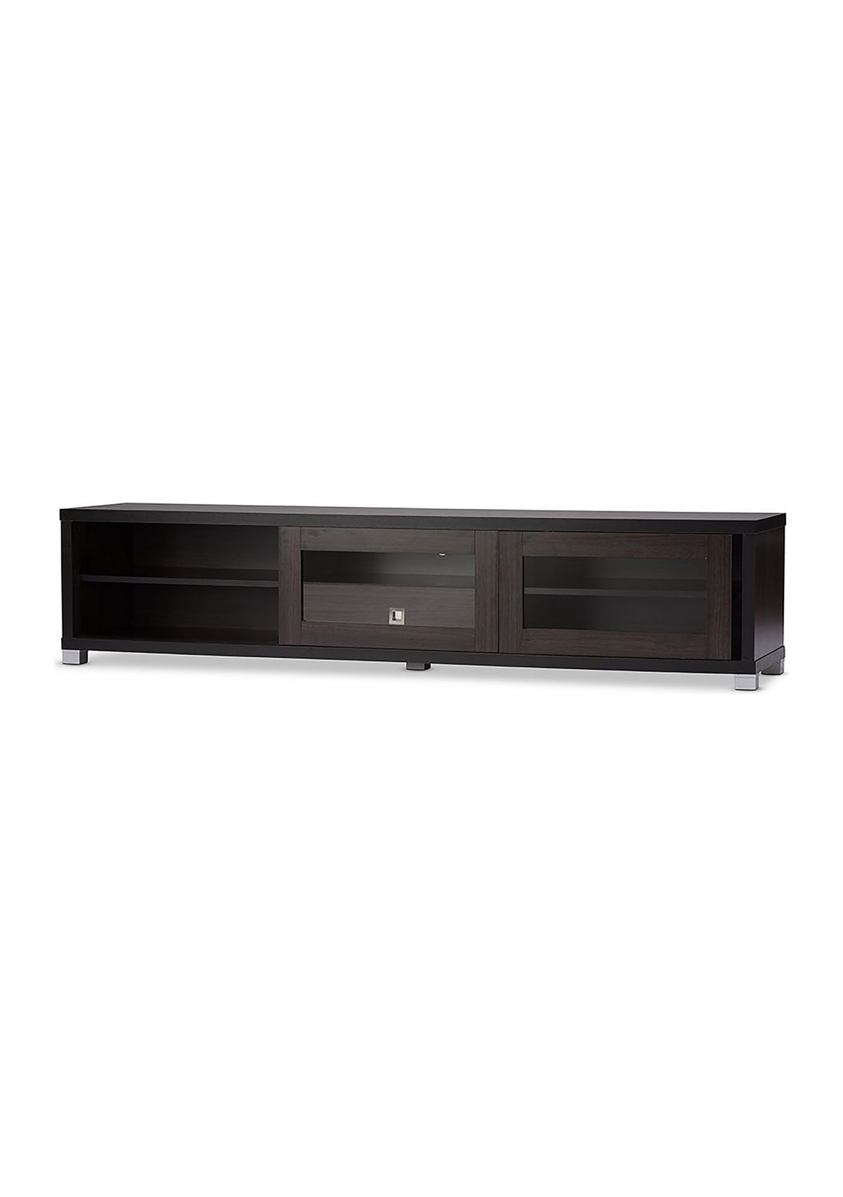 Beasley 70-Inch Dark Brown TV Cabinet with 2 Sliding Doors and Drawer