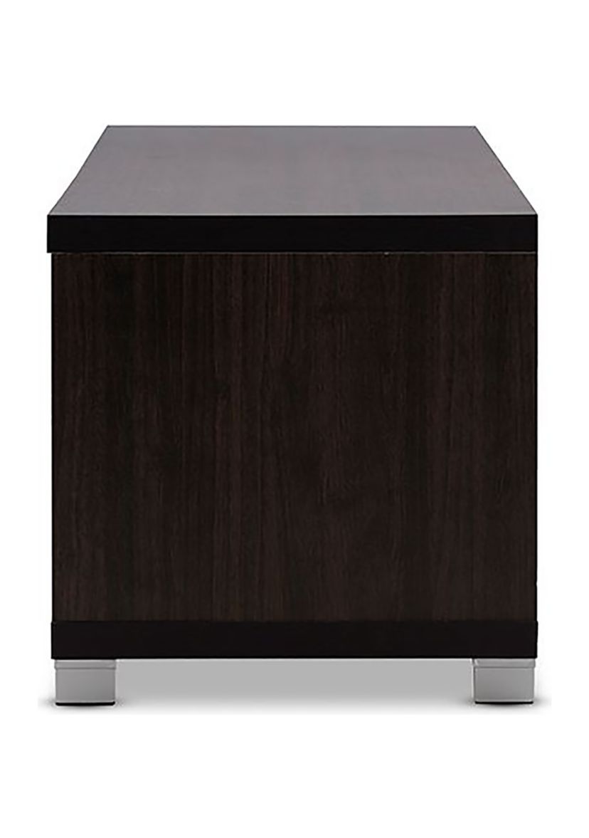 Beasley 70-Inch Dark Brown TV Cabinet with 2 Sliding Doors and Drawer