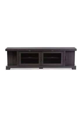 Viveka 70-Inch Greyish Dark Brown Wood TV Cabinet with 2 Glass Doors and 2 Doors