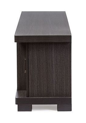 Viveka 70-Inch Greyish Dark Brown Wood TV Cabinet with 2 Glass Doors and 2 Doors