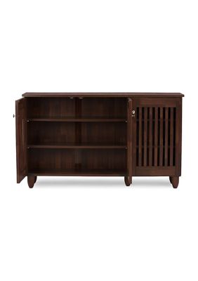 Fernanda Modern and Contemporary 3-Door Oak Brown Wooden Entryway Shoes Storage Wide Cabinet