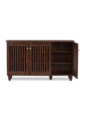 Fernanda Modern and Contemporary 3-Door Oak Brown Wooden Entryway Shoes Storage Wide Cabinet