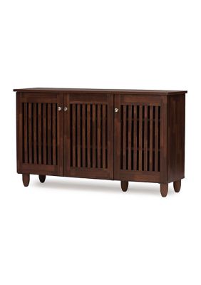 Fernanda Modern and Contemporary 3-Door Oak Brown Wooden Entryway Shoes Storage Wide Cabinet