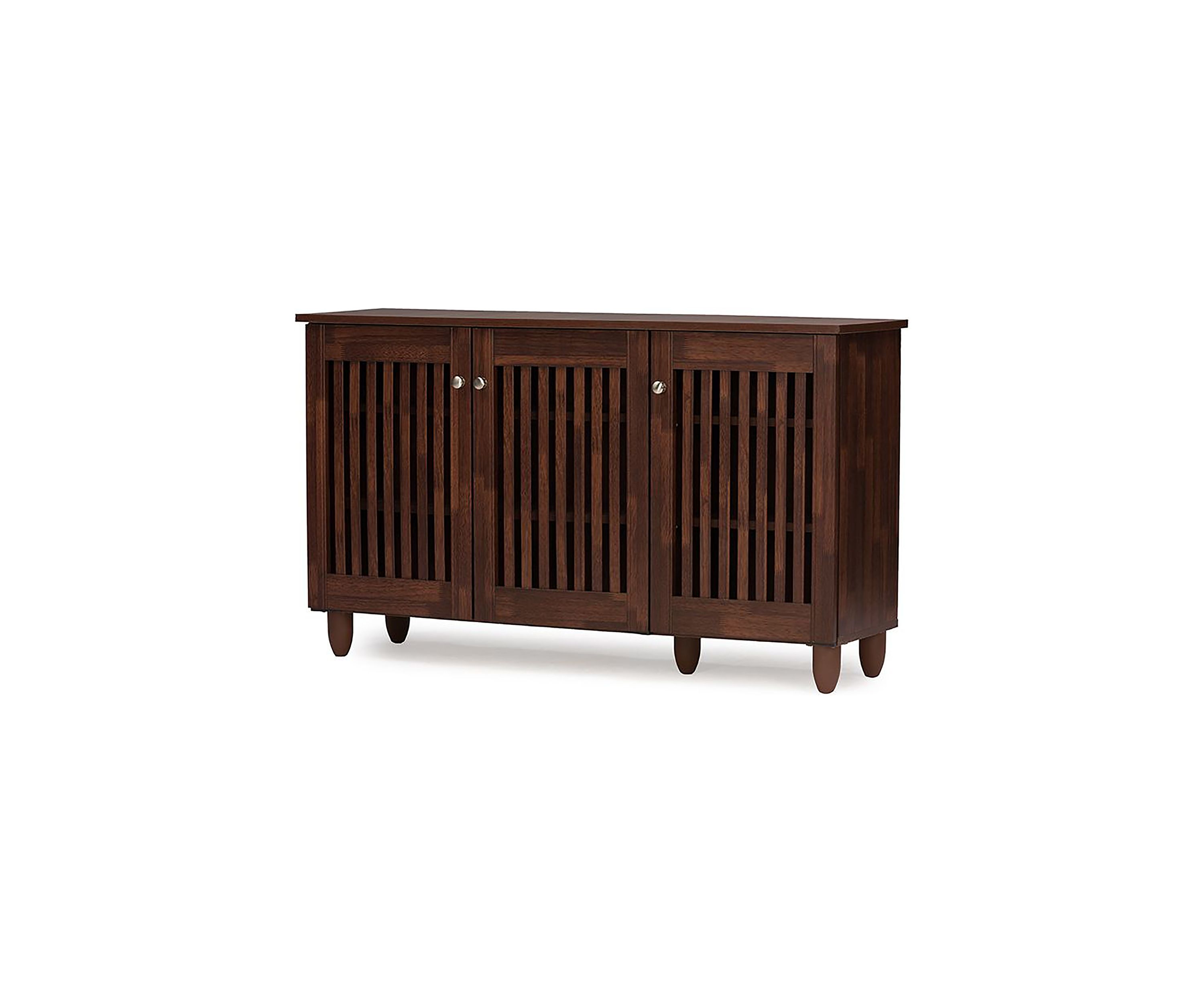Fernanda Modern and Contemporary 3-Door Oak Brown Wooden Entryway Shoes Storage Wide Cabinet