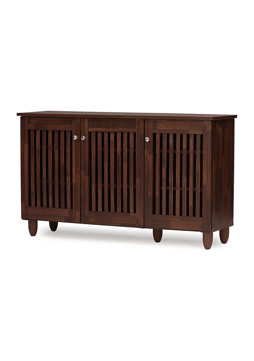 Fernanda Modern and Contemporary 3-Door Oak Brown Wooden Entryway Shoes Storage Wide Cabinet