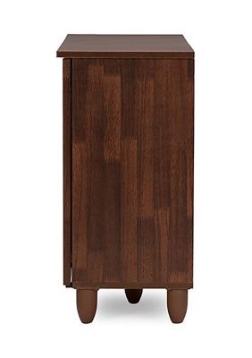 Fernanda Modern and Contemporary 3-Door Oak Brown Wooden Entryway Shoes Storage Wide Cabinet