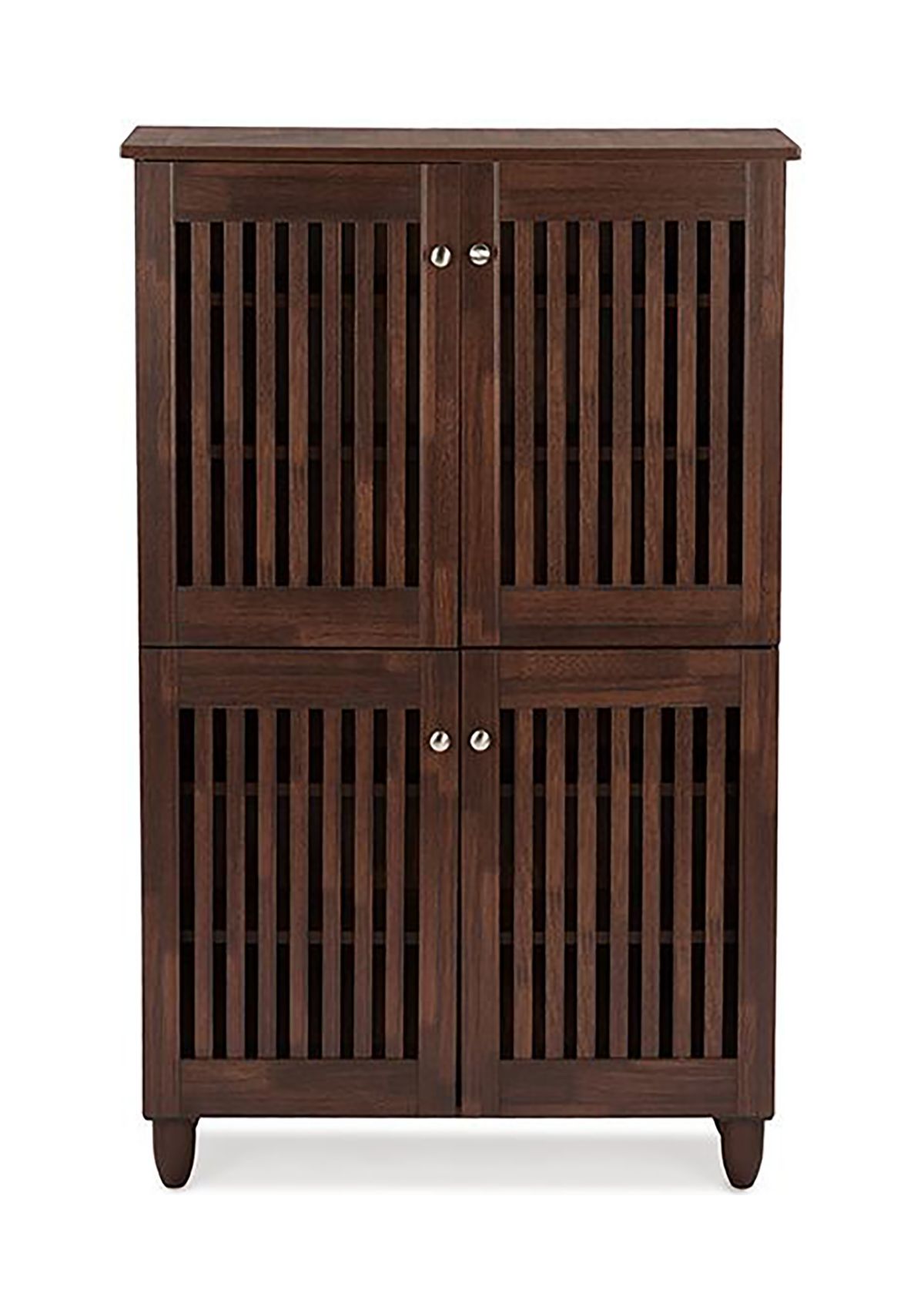 Fernanda Modern and Contemporary 4-Door Oak Brown Wooden Entryway Shoes Storage Tall Cabinet