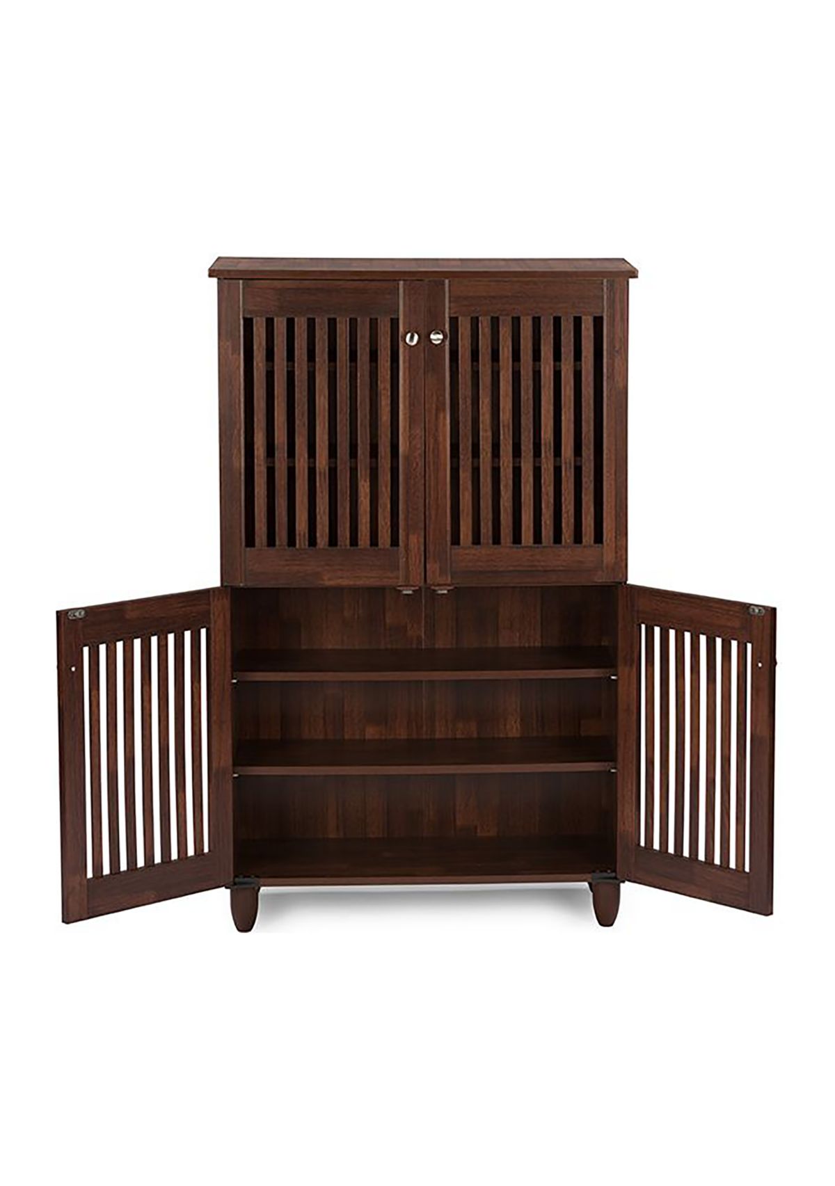 Fernanda Modern and Contemporary 4-Door Oak Brown Wooden Entryway Shoes Storage Tall Cabinet