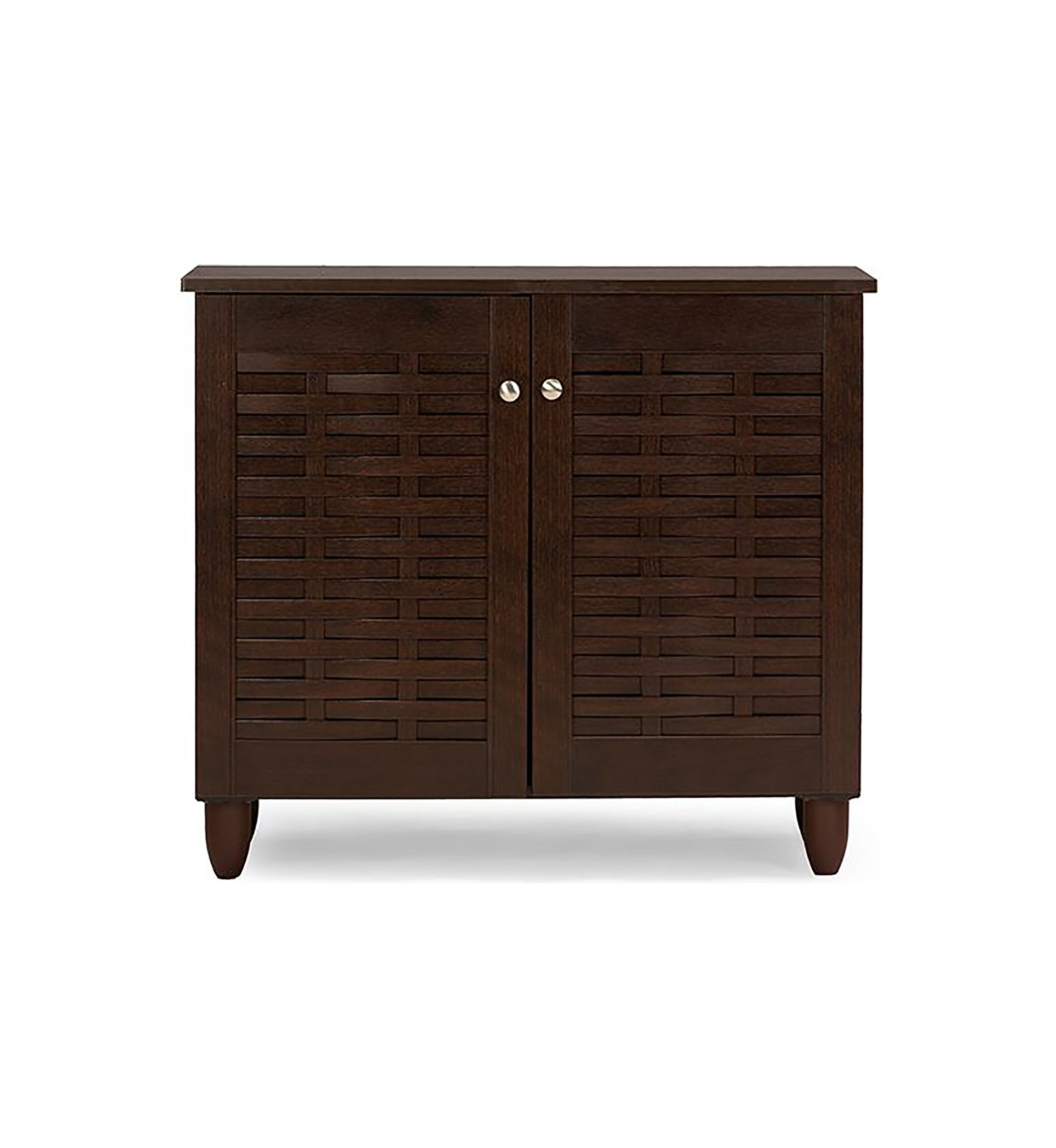 Winda Modern and Contemporary 2-Door Dark Brown Wooden Entryway Shoes Storage Cabinet