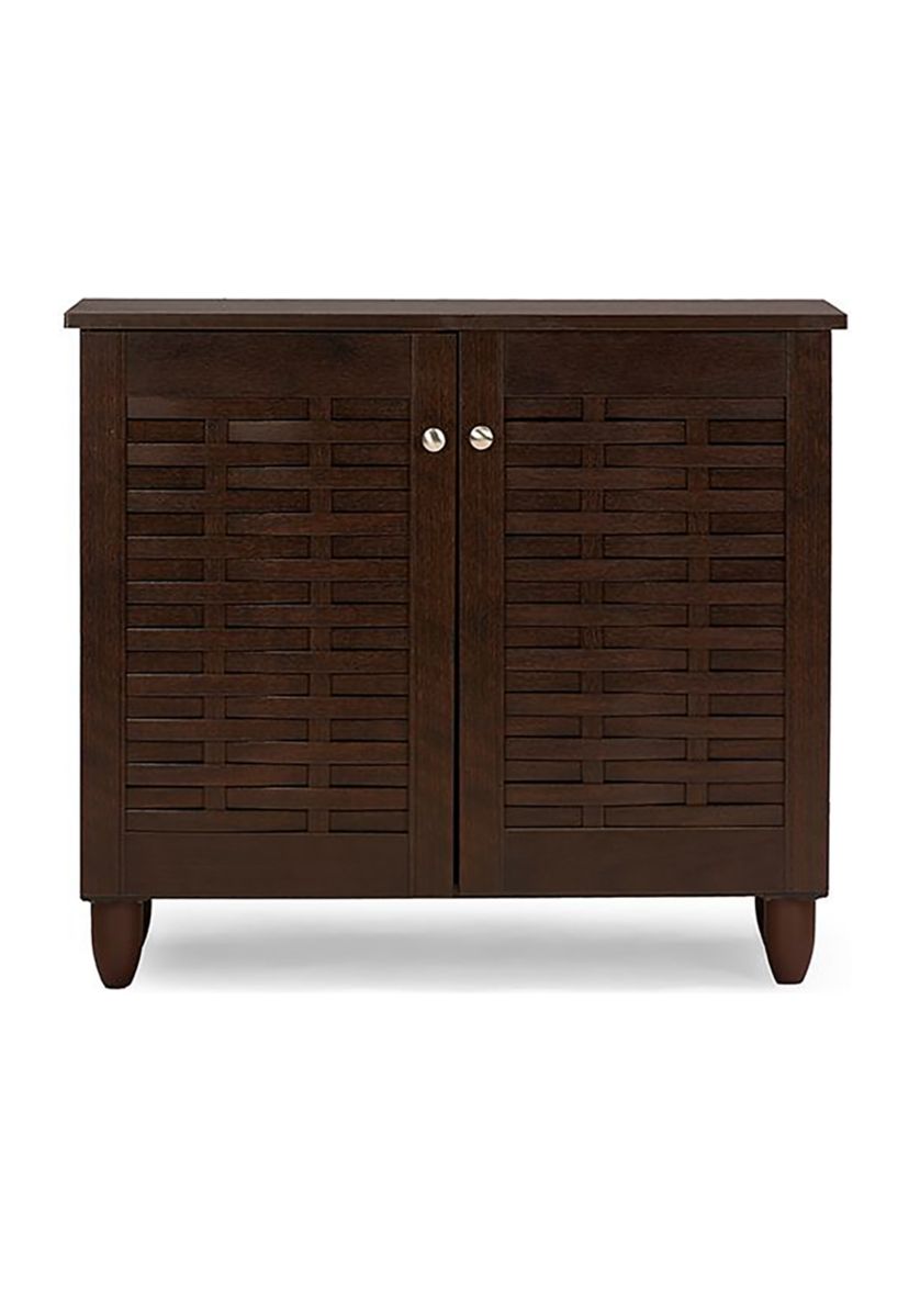 Winda Modern and Contemporary 2-Door Dark Brown Wooden Entryway Shoes Storage Cabinet