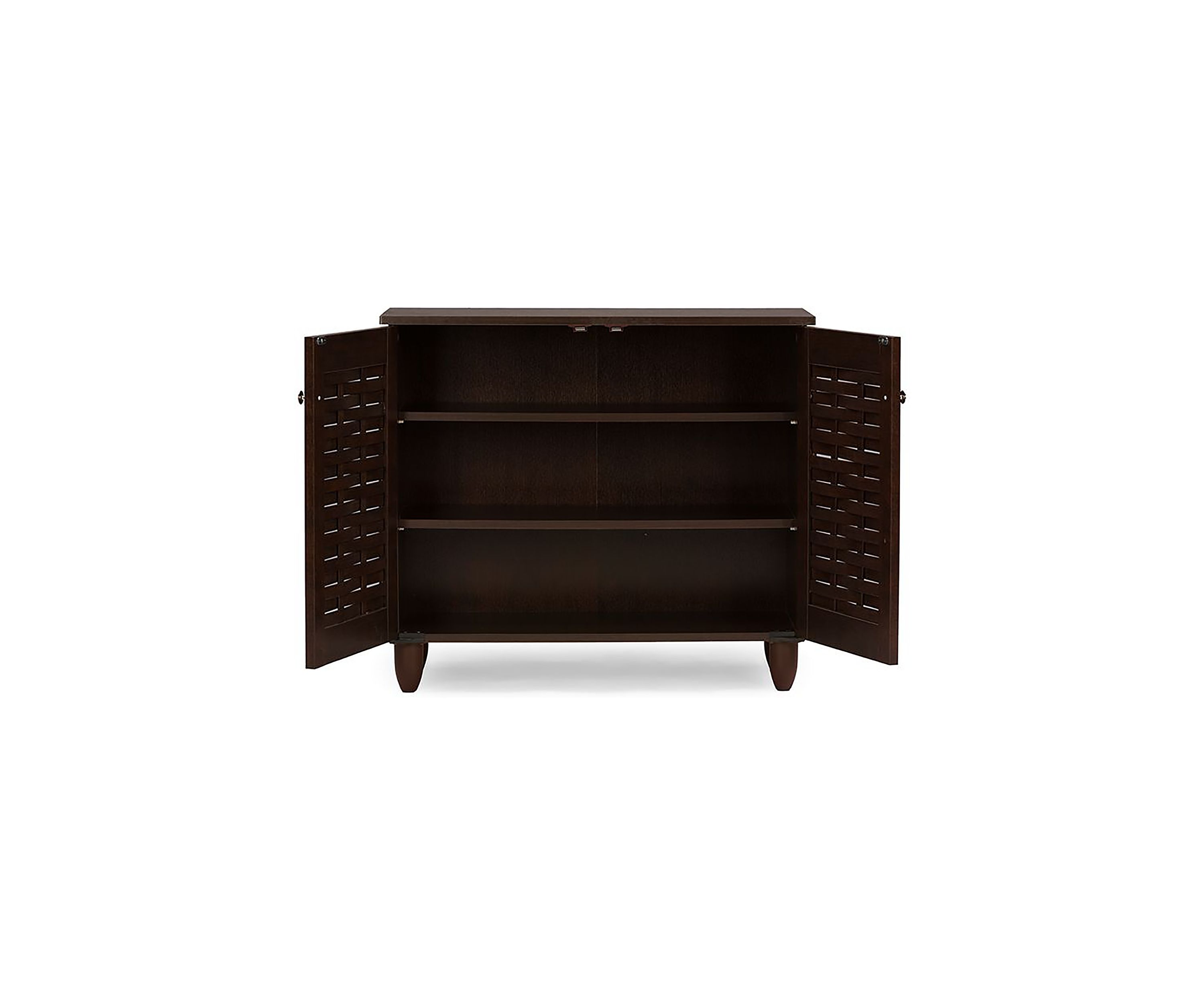 Winda Modern and Contemporary 2-Door Dark Brown Wooden Entryway Shoes Storage Cabinet