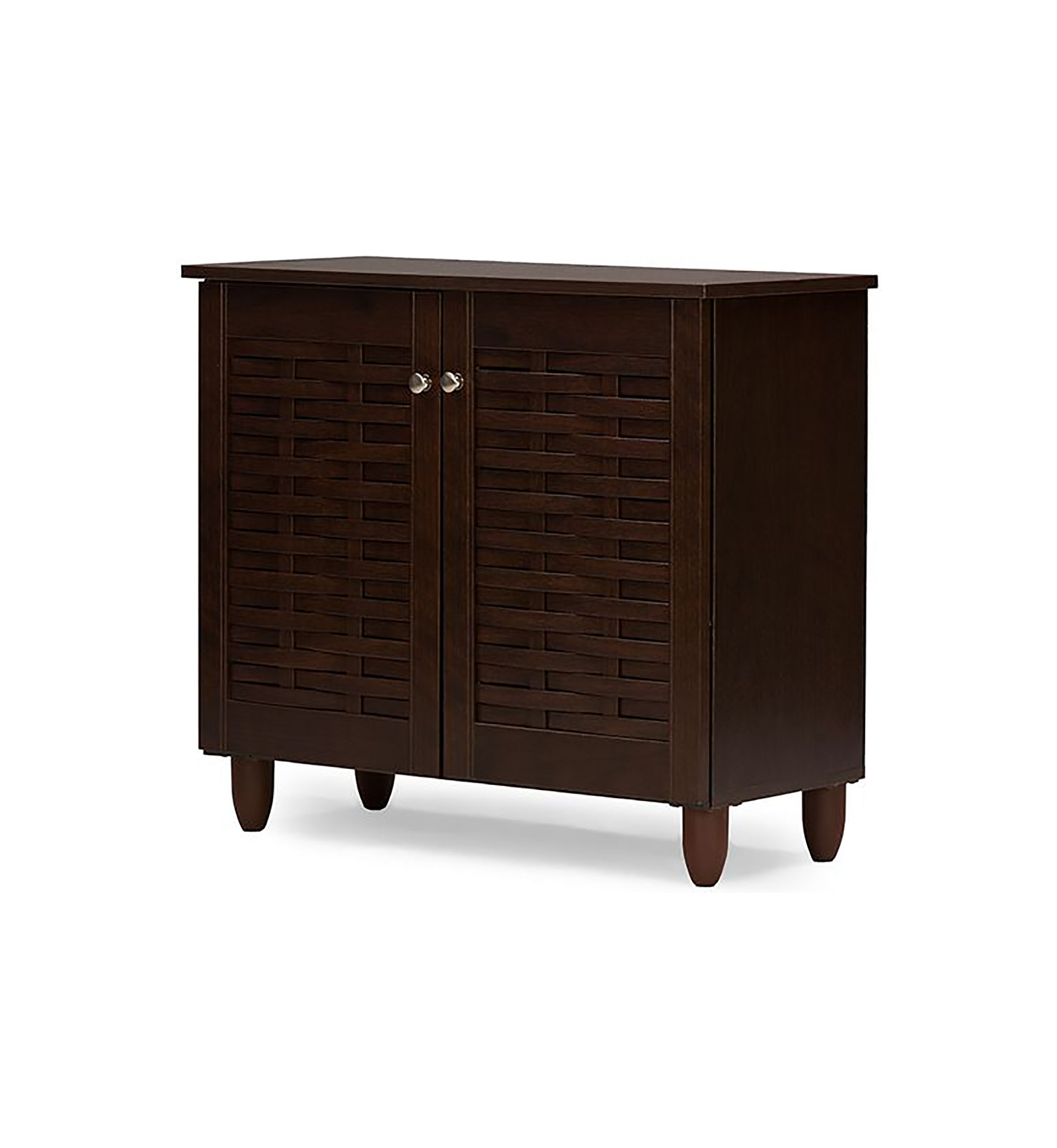 Winda Modern and Contemporary 2-Door Dark Brown Wooden Entryway Shoes Storage Cabinet