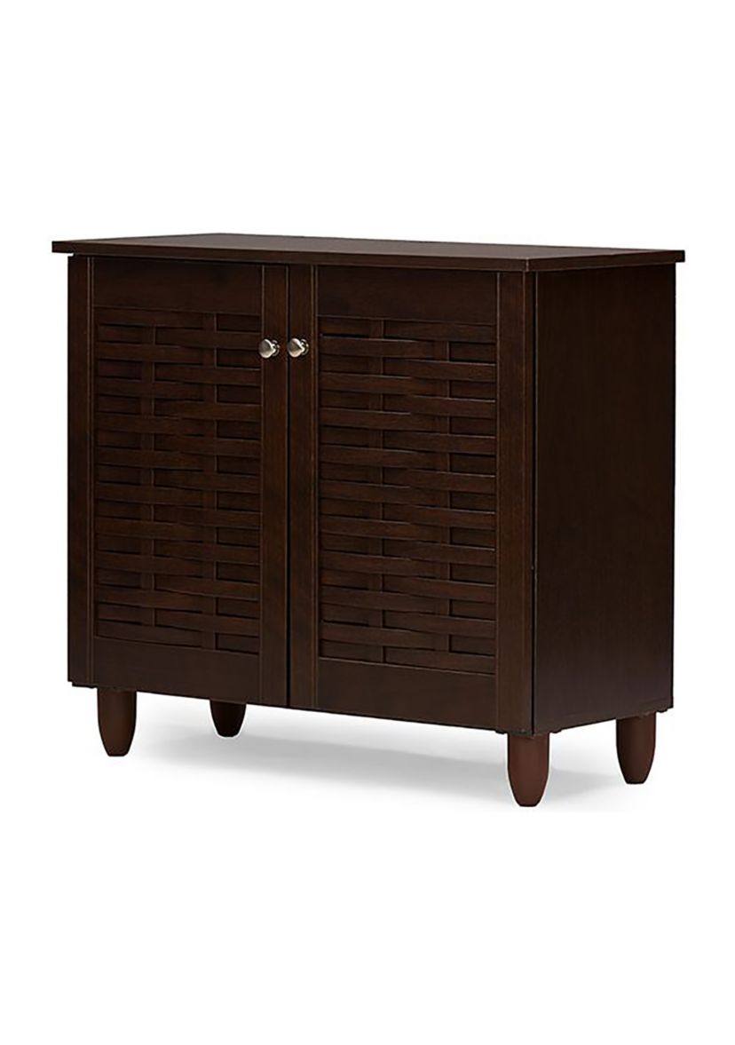 Winda Modern and Contemporary 2-Door Dark Brown Wooden Entryway Shoes Storage Cabinet