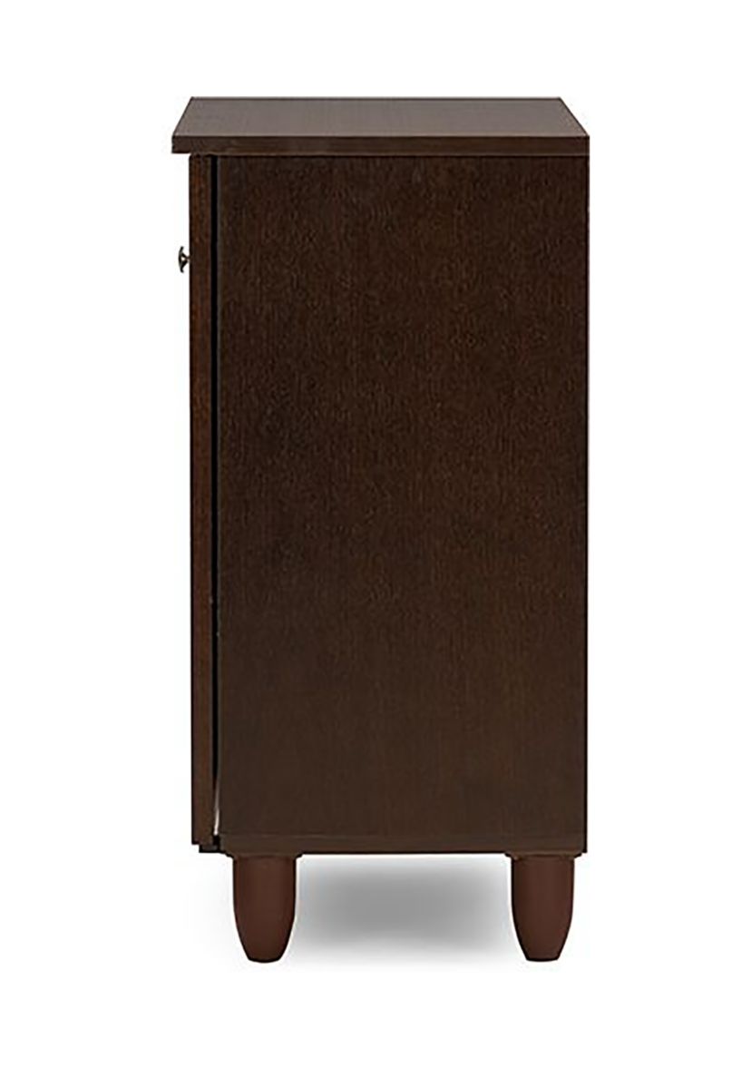 Winda Modern and Contemporary 2-Door Dark Brown Wooden Entryway Shoes Storage Cabinet