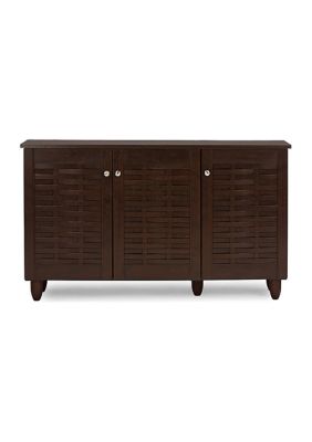 Winda Modern and Contemporary -Door Dark Brown Wooden Entryway Shoes Storage Cabinet