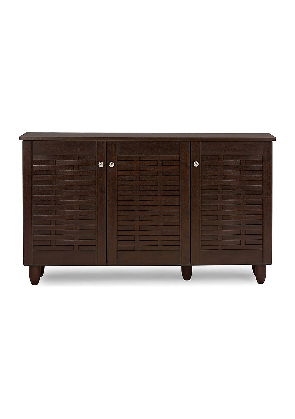 Winda Modern and Contemporary 3-Door Dark Brown Wooden Entryway Shoes Storage Cabinet