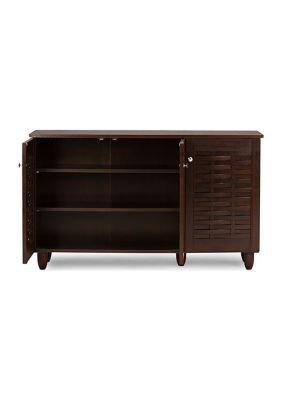 Winda Modern and Contemporary -Door Dark Brown Wooden Entryway Shoes Storage Cabinet