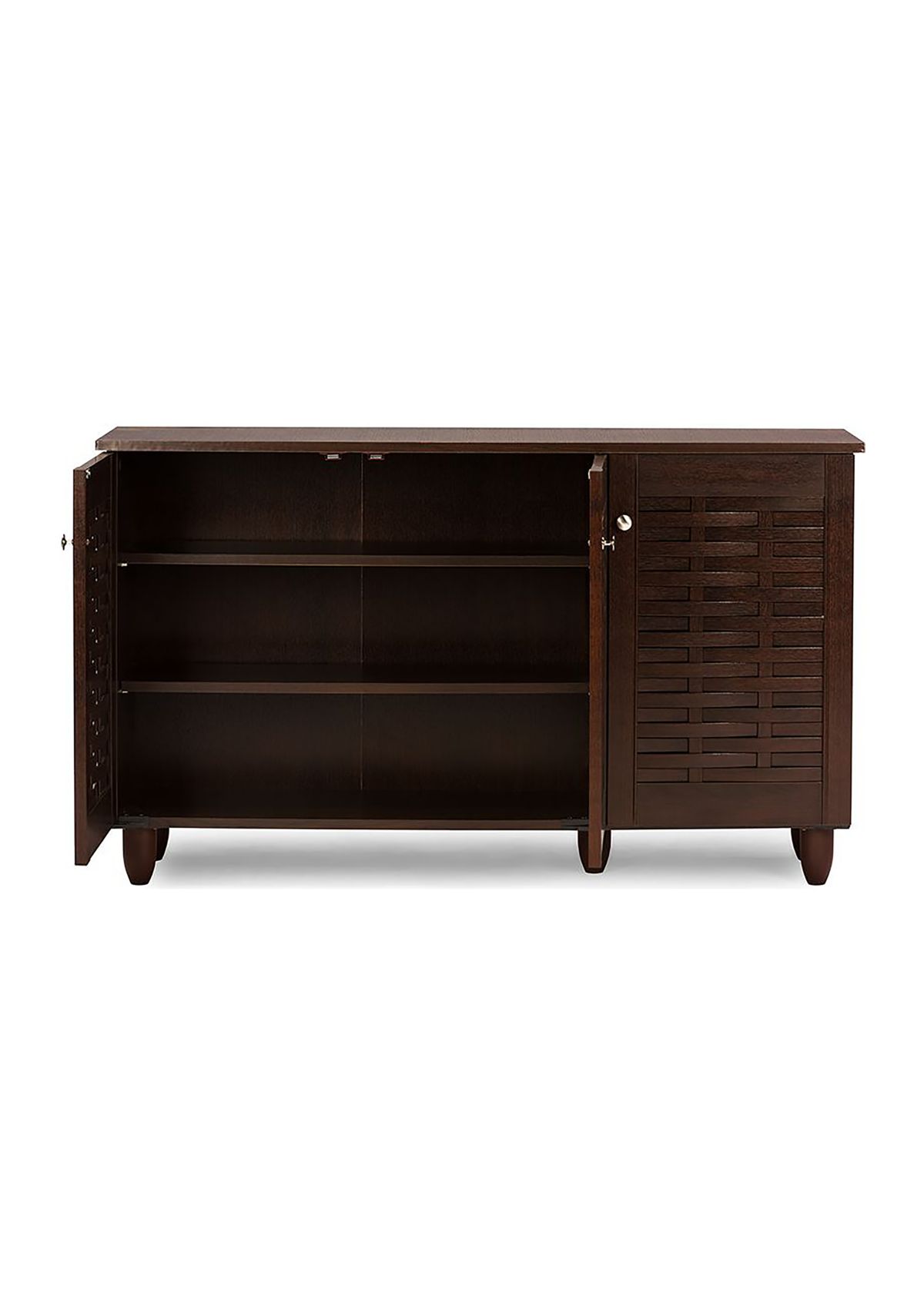 Winda Modern and Contemporary 3-Door Dark Brown Wooden Entryway Shoes Storage Cabinet