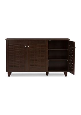 Winda Modern and Contemporary -Door Dark Brown Wooden Entryway Shoes Storage Cabinet