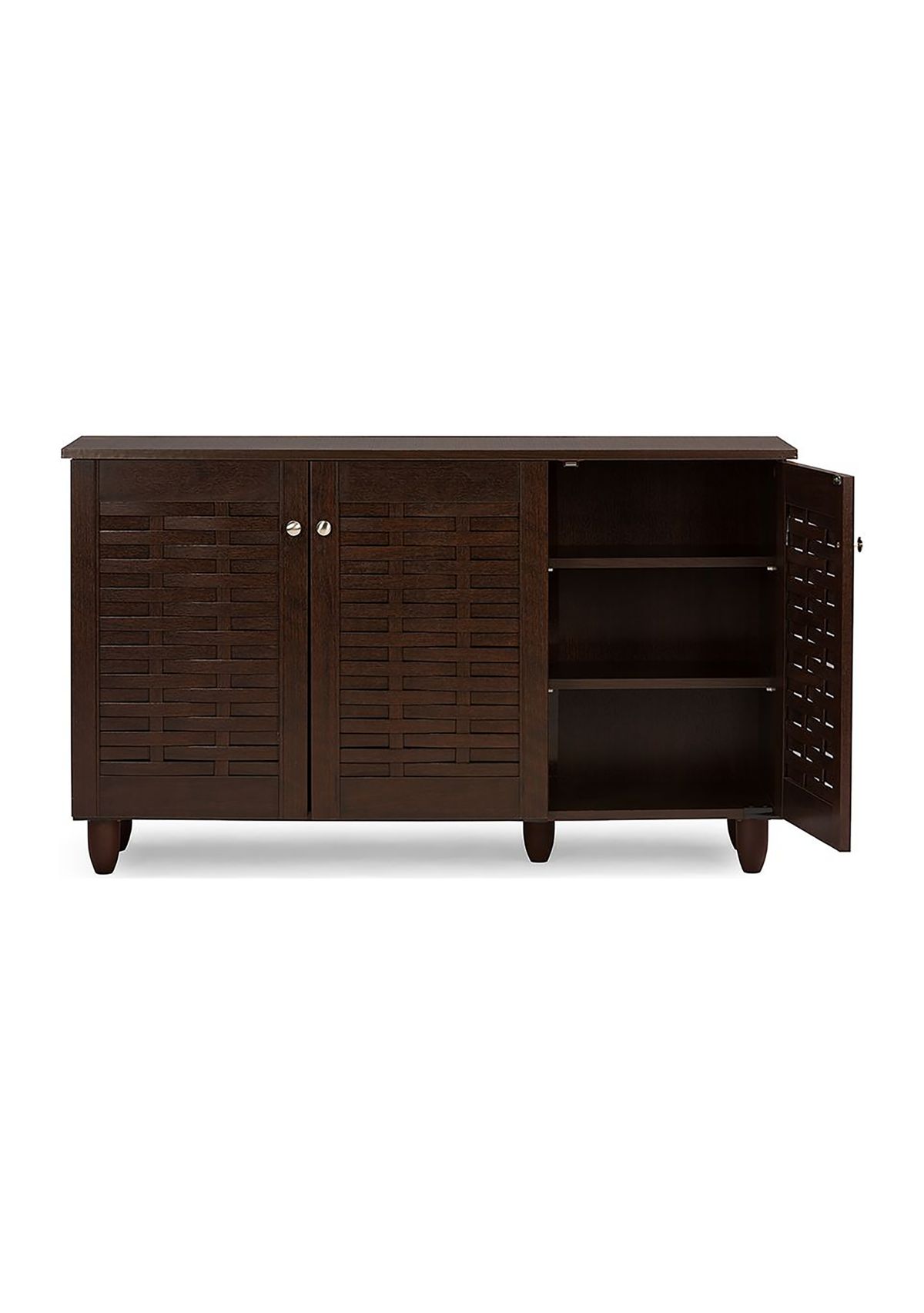 Winda Modern and Contemporary 3-Door Dark Brown Wooden Entryway Shoes Storage Cabinet