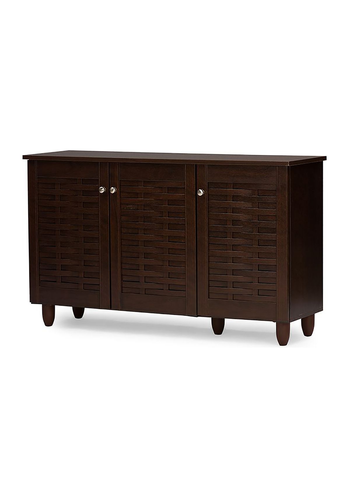 Winda Modern and Contemporary 3-Door Dark Brown Wooden Entryway Shoes Storage Cabinet