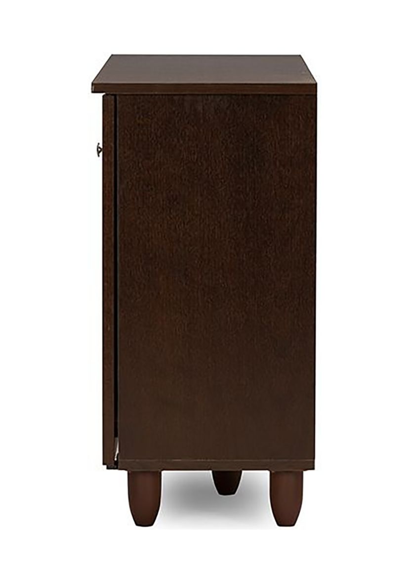Winda Modern and Contemporary 3-Door Dark Brown Wooden Entryway Shoes Storage Cabinet