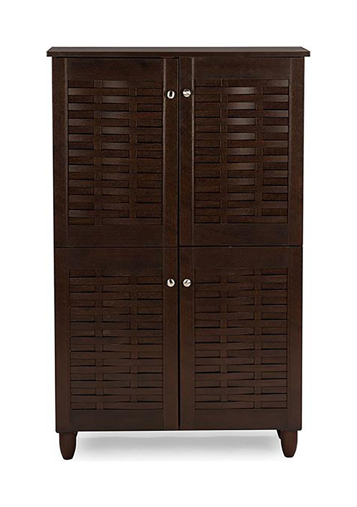 Winda Modern and Contemporary 4-Door Dark Brown Wooden Entryway Shoes Storage Cabinet