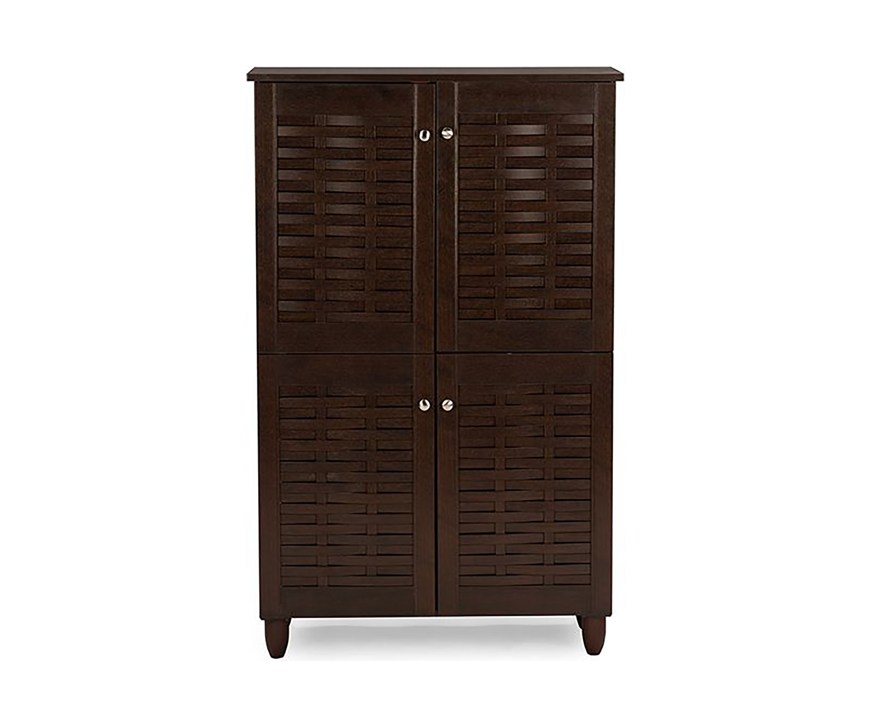 Winda Modern and Contemporary 4-Door Dark Brown Wooden Entryway Shoes Storage Cabinet